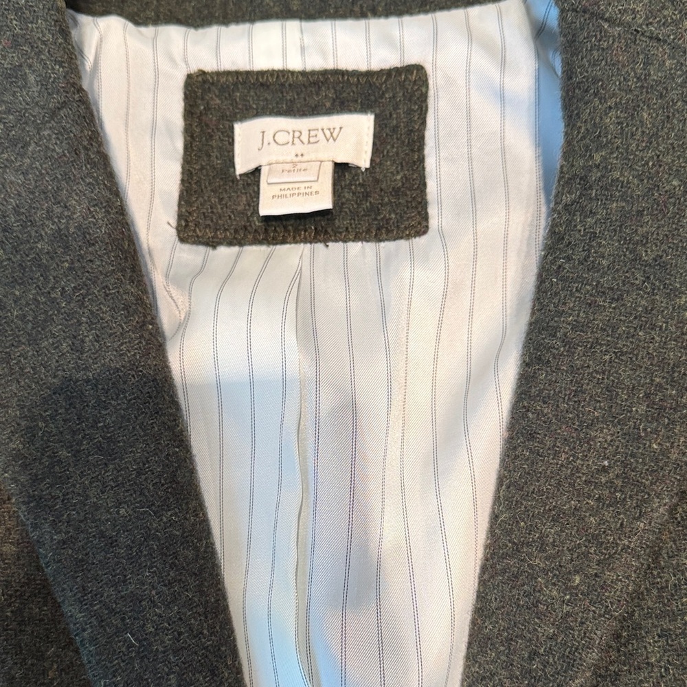 J. Crew Dark Olive Tailored Blazer with Gold Buttons - Picture 2 of 5
